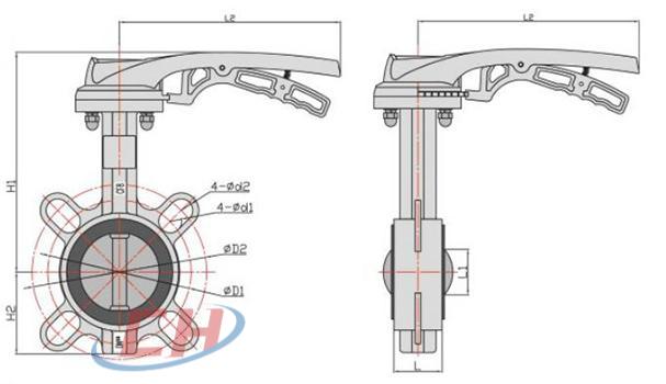 軟密封對夾蝶閥結(jié)構(gòu)圖