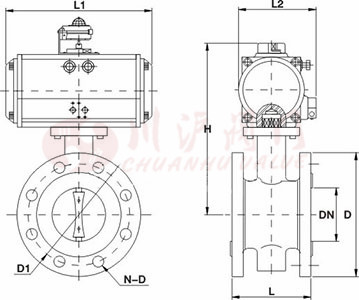 氣動法蘭蝶閥結(jié)構(gòu)圖